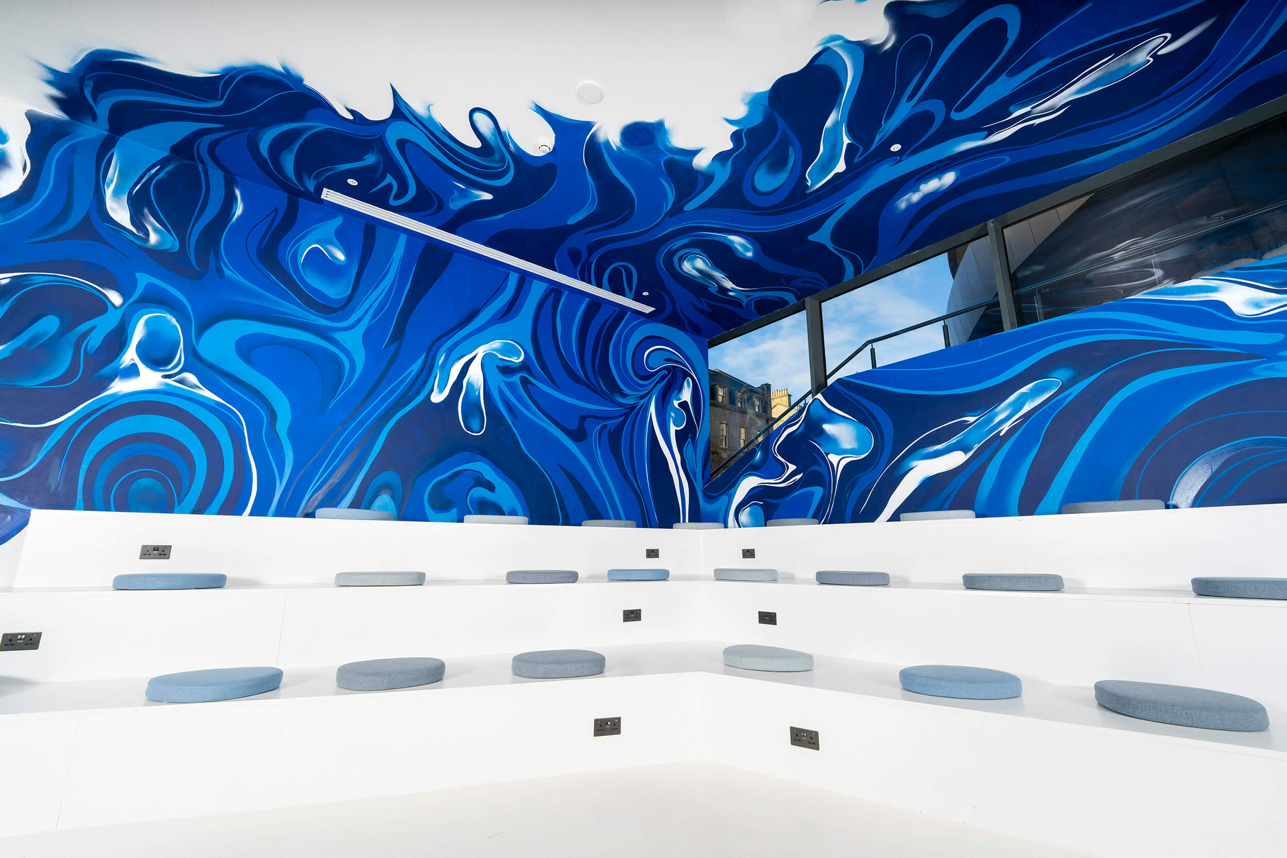 Craig Black x W Edinburgh Hotel_Acrylic Fusion Mural_Blue Lobby