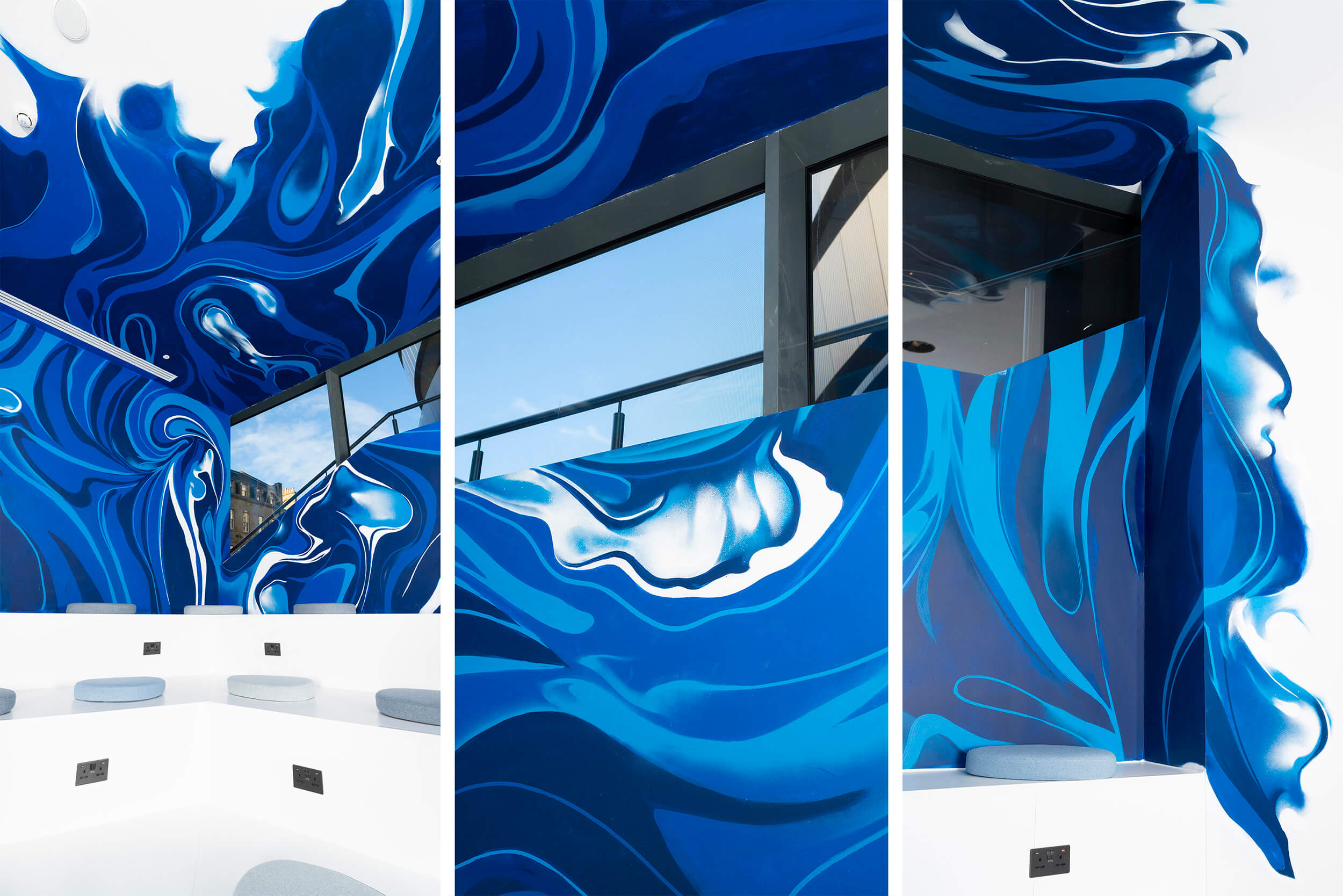 Craig Black x W Edinburgh Hotel_Acrylic Fusion Mural_Blue Lobby